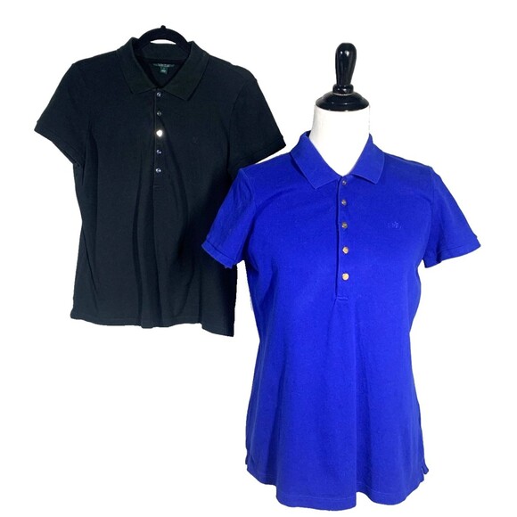 Lauren Ralph Lauren Tops - 2 - Ralph Lauren Womens Size L 1-Blue 1-Black Polo Shirts Gold Buttons LRL Logo